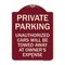 Signmission Private Parking Unauthorized Cars Towed Away Owners Expense Alum Sign, 18" L, 24" H, BU-1824-23261 A-DES-BU-1824-23261 - alternate 1